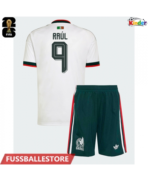 Günstige Mexiko Raul Jimenez #9 Auswärts Trikotsatzt Kinder WM 2026 Kurzarm (+ Kurze Hosen)